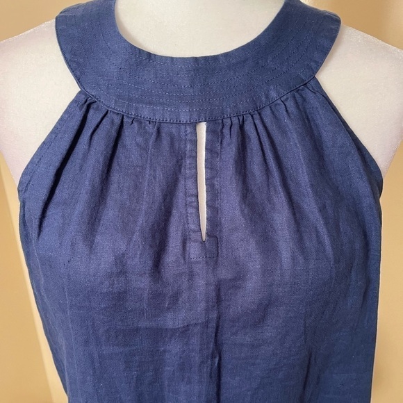Antibes Blanc 100% Linen Blue Halter Dress NWOT Sz XS - Picture 2 of 7